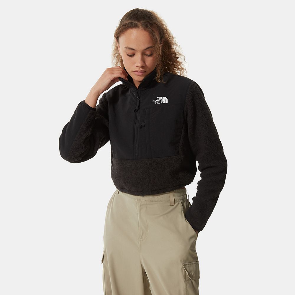 The North Face Fleece Womens Australia - The North Face Cropped Denali Black (KUY-173520)